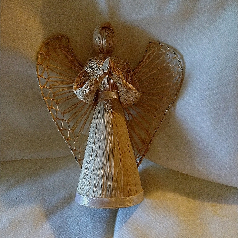 Vintage straw angel tree topper